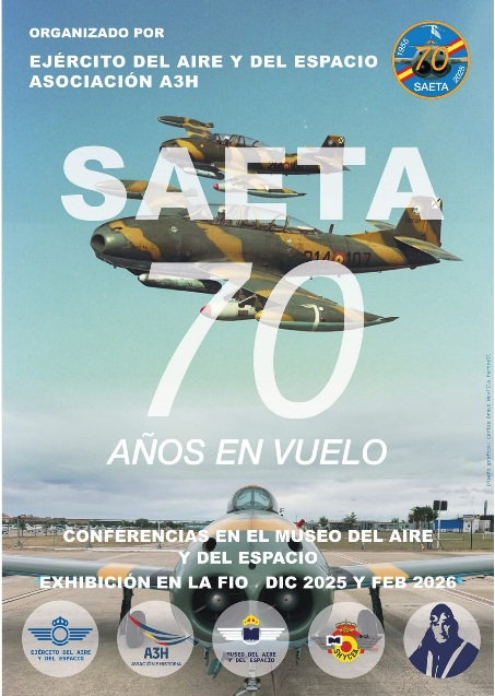 Cartel Conferencia Saeta 70 años en vuelo
